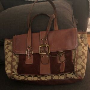 Coach Brown and Tan Shoulder Bag